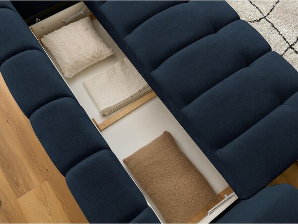 Tmavomodrá rozkladacia/s úložným priestorom pohovka 251 cm Fuji – Bobochic Paris