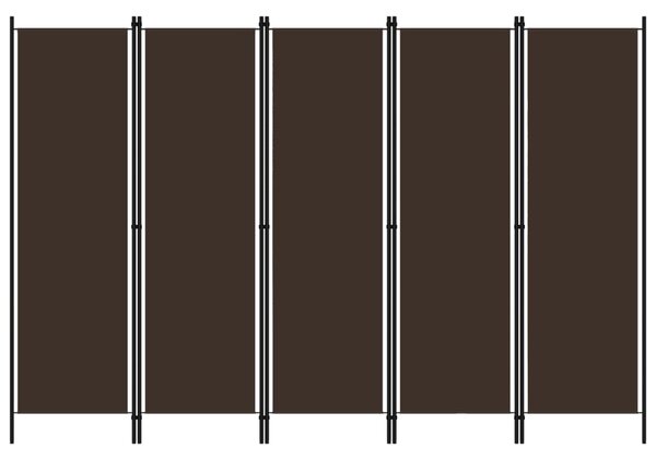 5-panelový paraván hnedý 250x180 cm