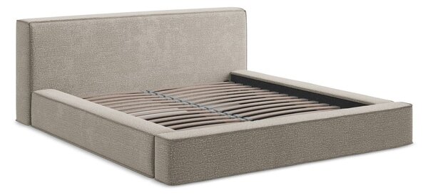 Čalúnená dvojlôžková posteľ taupe s úložným priestorom s roštom 180x200 cm Noho – Makamii