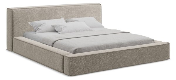 Čalúnená dvojlôžková posteľ taupe s úložným priestorom s roštom 180x200 cm Noho – Makamii