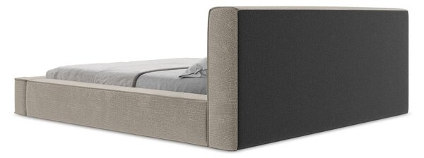 Čalúnená dvojlôžková posteľ taupe s úložným priestorom s roštom 180x200 cm Noho – Makamii