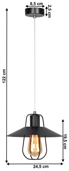 KONDELA Visiaca lampa, čierna/kov, TINAN