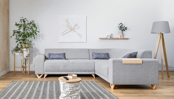 Svetlosivá rozkladacia/s úložným priestorom rohová pohovka (pravý roh/do L) Classy Sophie – Miuform