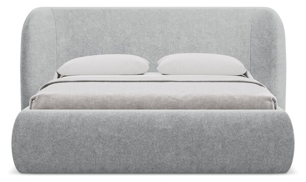 Svetlosivá čalúnená dvojlôžková posteľ s úložným priestorom s roštom 160x200 cm Hauke – Makamii