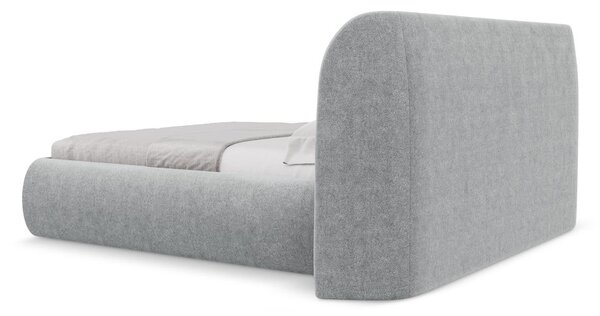 Svetlosivá čalúnená dvojlôžková posteľ s úložným priestorom s roštom 160x200 cm Hauke – Makamii