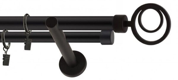 Dekorstudio Garniža dvojradová ORBIO čierna-matná 19mm Dĺžka: 300cm, Typ príslušenstva: Krúžky tiché so štipcami