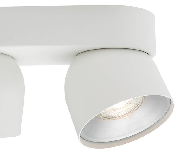 Downlight Pitcher, GU10, 2-plameňové, kov, biela, Biela / opálová, Obývacia izba / jedáleň, kov, Moderný