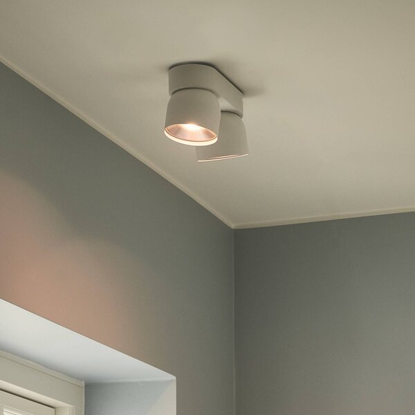 Downlight Pitcher, GU10, 2-plameňové, kov, biela, Biela / opálová, Obývacia izba / jedáleň, kov, Moderný