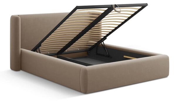 Svetlohnedá čalúnená dvojlôžková posteľ s úložným priestorom s roštom 200x200 cm Jason – Windsor & Co Sofas
