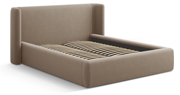Svetlohnedá čalúnená dvojlôžková posteľ s úložným priestorom s roštom 200x200 cm Jason – Windsor & Co Sofas