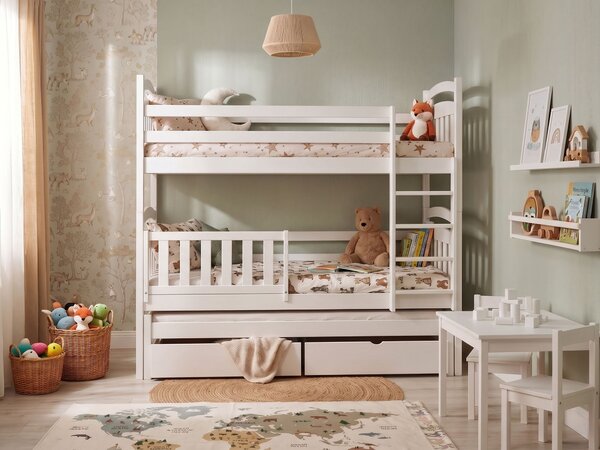 Wilsondo Poschodová posteľ s prístelkou Petra 1 90x200 - biela