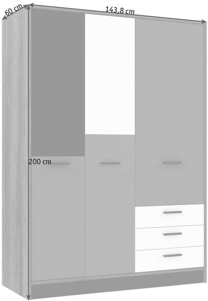 ŠATNÍKOVÁ SKRIŇA, sivá, zelená, čierna, biela, farba duba, 144/200/60 cm Carryhome - Skrine