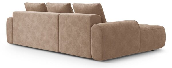 Svetlohnedá zamatová rozkladacia/s úložným priestorom rohová pohovka (ľavý roh/s leňoškou) Linz – Cosmopolitan Design