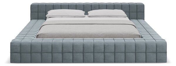 Svetlomodrá čalúnená dvojlôžková posteľ s roštom 140x200 cm Akela – Makamii