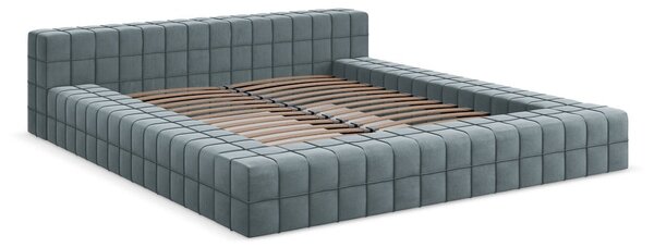 Svetlomodrá čalúnená dvojlôžková posteľ s roštom 140x200 cm Akela – Makamii