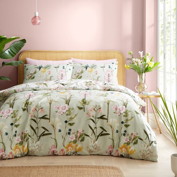 Svetlozelené bavlnené obliečky na dvojlôžko 200x200 cm Exotic Floral – RHS