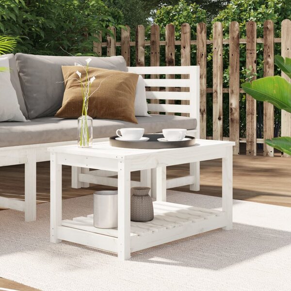 Záhradný stolík biely 82,5x50,5x45 cm borovicový masív