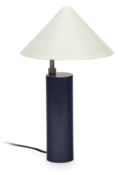 Tmavomodrá stolová lampa s kovovým tienidlom (výška 42 cm) Shiva – Kave Home