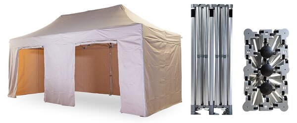 Nožnicový párty stan 3x6 m /6 nôh TENTino BIG HEXAGON EXTREME Farba opláštenia: 9A - ZELENÁ