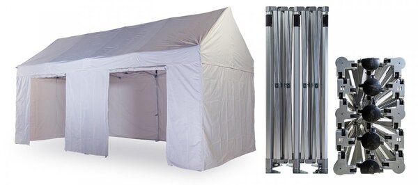 Nožnicový párty stan 4x8 m TENTino GABLED Farba opláštenia: 1A - BIELA