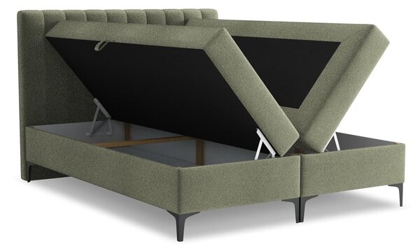 Zelená boxspring posteľ s úložným priestorom 180x200 cm Puhala – Makamii