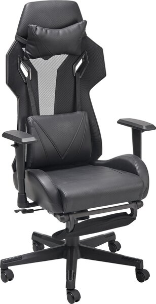 HERNÁ STOLIČKA, vzhľad kože, sieťovina, čierna MID.YOU - Online Only kancelárie, Online Only