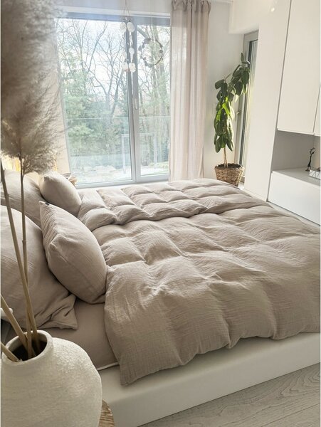 Béžové mušelínové obliečky na jednolôžko 135x200 cm Plain Muslin – Butter Kings