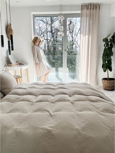 Béžové mušelínové obliečky na jednolôžko 135x200 cm Plain Muslin – Butter Kings