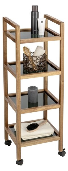 Čierny/v prírodnej farbe kúpeľňový regál z masívu akácie 35x101,5 cm Fondi – Wenko