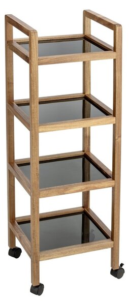 Čierny/v prírodnej farbe kúpeľňový regál z masívu akácie 35x101,5 cm Fondi – Wenko