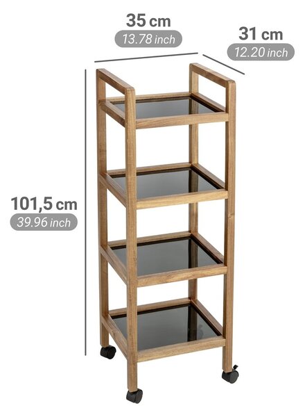 Čierny/v prírodnej farbe kúpeľňový regál z masívu akácie 35x101,5 cm Fondi – Wenko