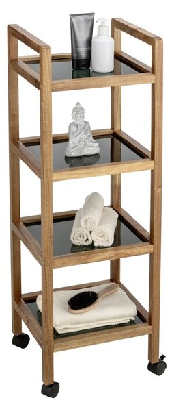 Čierny/v prírodnej farbe kúpeľňový regál z masívu akácie 35x101,5 cm Fondi – Wenko