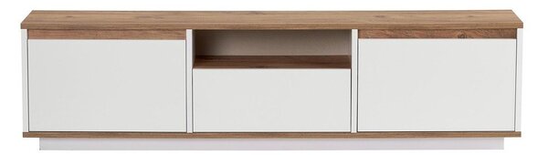 Biely/v prírodnej farbe TV stolík v dekore borovice 160x42x30 cm Sentinel – Kalune Design
