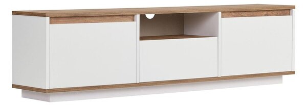 Biely/v prírodnej farbe TV stolík v dekore borovice 160x42x30 cm Sentinel – Kalune Design