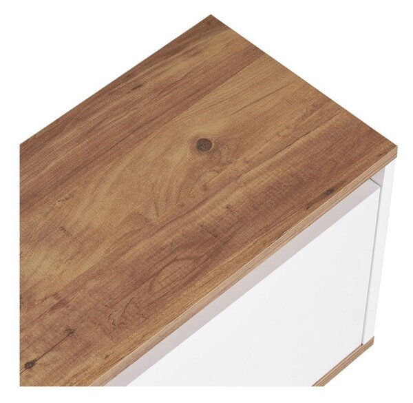 Biely/v prírodnej farbe TV stolík v dekore borovice 160x42x30 cm Sentinel – Kalune Design