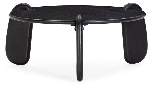 Čierny okrúhly konferenčný stolík z mangového dreva ø 80 cm Tamira – MOME
