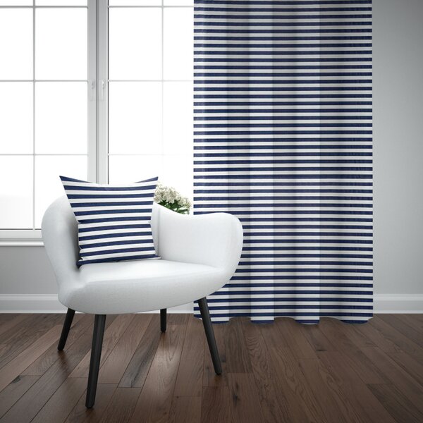 Ervi bavlnený záves - tmavo modrý vodorovné pruhy