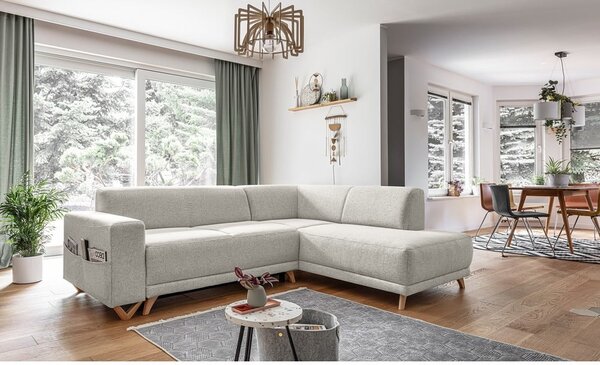 Béžová rozkladacia/s úložným priestorom rohová pohovka (pravý roh/do L) Classy Sophie – Miuform