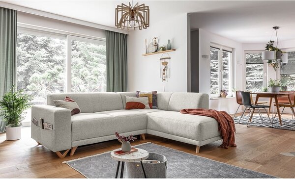 Béžová rozkladacia/s úložným priestorom rohová pohovka (pravý roh/do L) Classy Sophie – Miuform