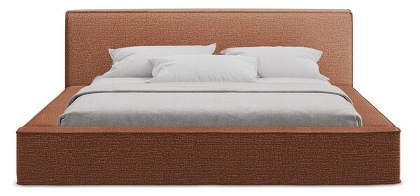 Čalúnená dvojlôžková posteľ v terakotovej farbe s úložným priestorom s roštom 140x200 cm Noho – Makamii