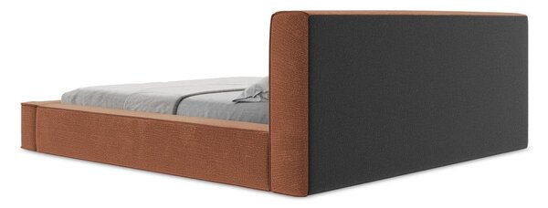 Čalúnená dvojlôžková posteľ v terakotovej farbe s úložným priestorom s roštom 140x200 cm Noho – Makamii