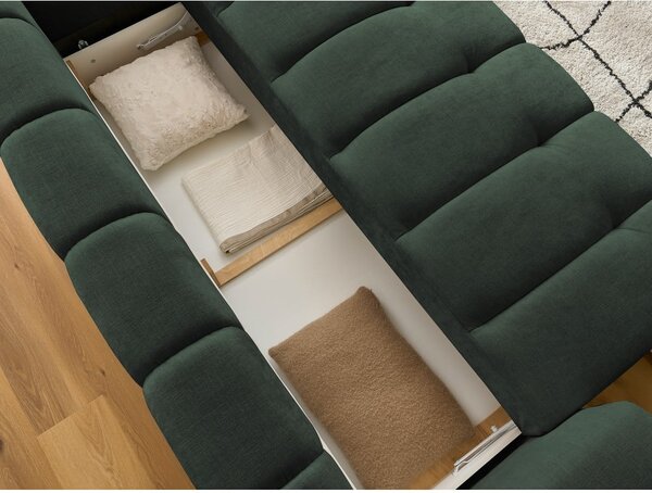 Zelená rozkladacia/s úložným priestorom pohovka 251 cm Fuji – Bobochic Paris