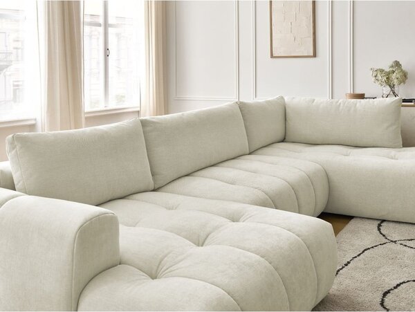 Béžová rozkladacia/s úložným priestorom rohová pohovka (pravý roh/do tvaru "U") Fuji – Bobochic Paris