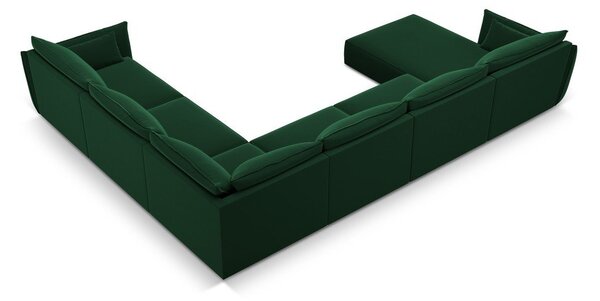 Tmavozelená zamatová rohová pohovka (pravý roh/do "U") Vanda – Mazzini Sofas