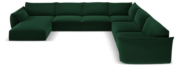 Tmavozelená zamatová rohová pohovka (pravý roh/do "U") Vanda – Mazzini Sofas