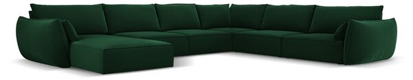 Tmavozelená zamatová rohová pohovka (pravý roh/do "U") Vanda – Mazzini Sofas