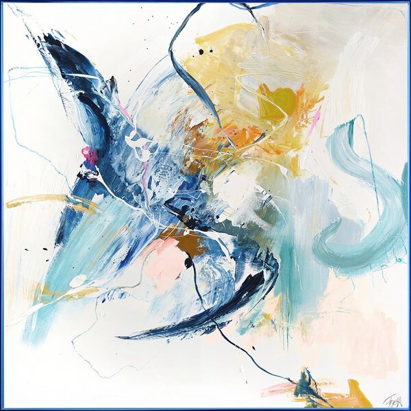 Obraz s ručne maľovanými prvkami 102x102 cm Confidential Blue – Malerifabrikken