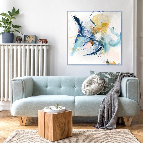 Obraz s ručne maľovanými prvkami 102x102 cm Confidential Blue – Malerifabrikken