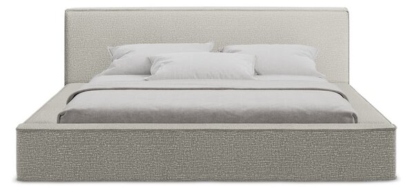 Svetlosivá čalúnená dvojlôžková posteľ s úložným priestorom s roštom 180x200 cm Noho – Makamii