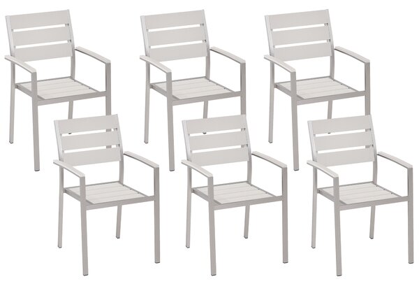 Stolička Biele Sada 6 Jedálenský ZáhradnýPlastový Drevený Rošt Hliníkový Rám Vonkajšie stoličky Sada